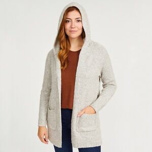 Oceanus Oatmeal Hooded Open Front Cardigan Sweater Size Small